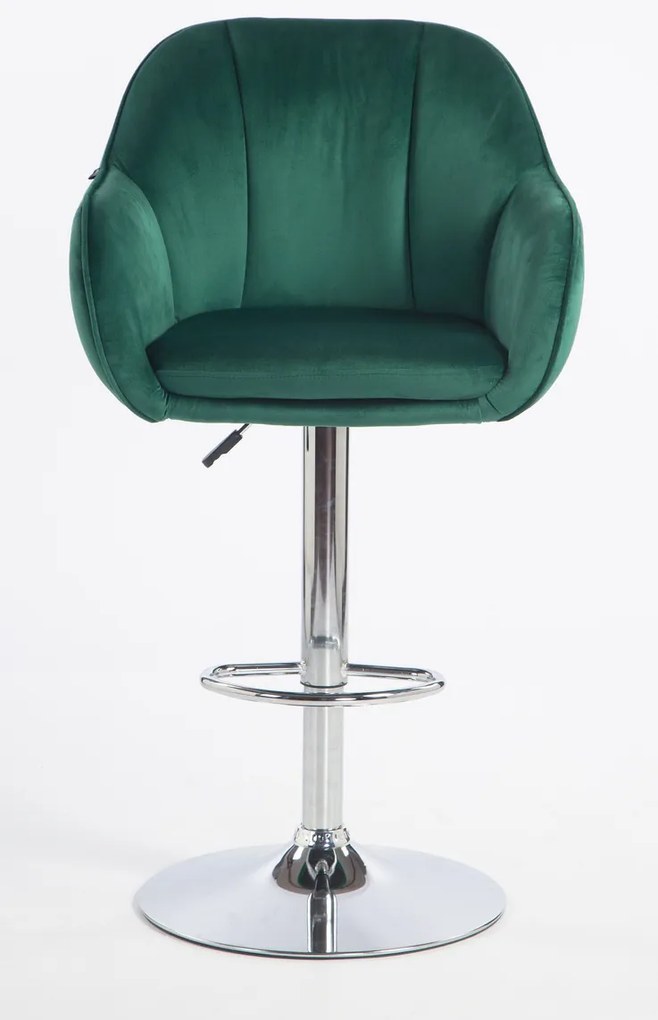 HR2055W Scaun Verde din Catifea cu Bază Cromata