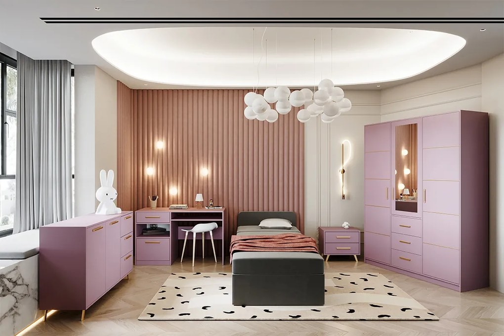 Comodă Lutori cu sertare 138 cm - violet