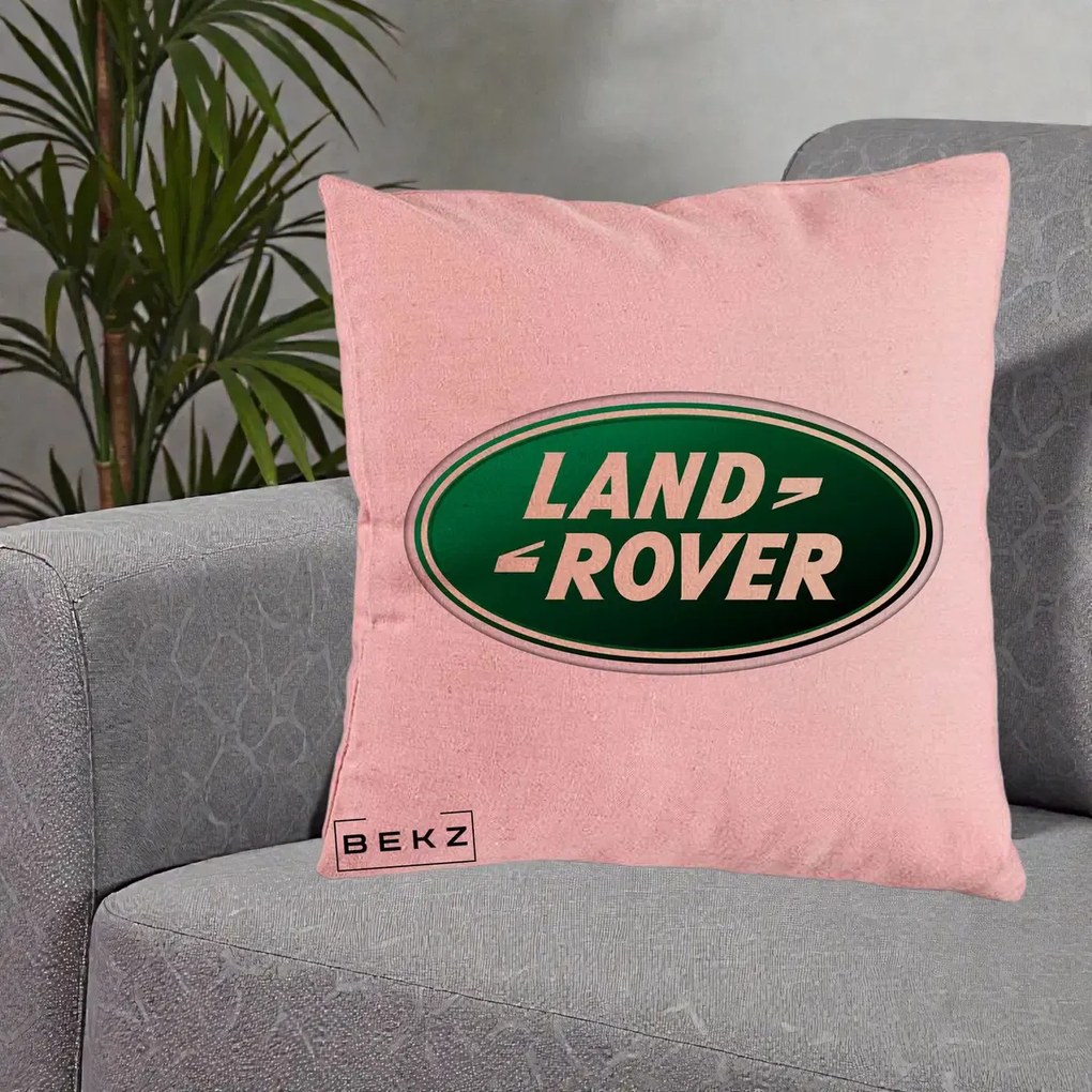 Perna Personalizata cu emblema Land Rover, 40x40 cm, Roz, Husa Detasabila, Perna Inclusa, BEKZ®