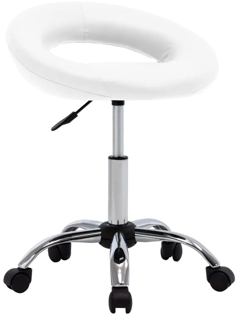 vidaXL Scaun de lucru pivotant, alb, piele ecologică