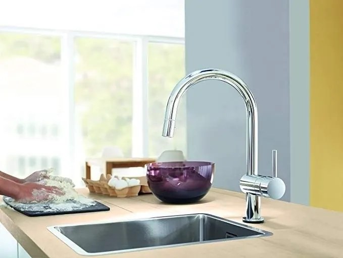 Grohe Minta Baterie chiuveta bucatarie monocomanda cu dus extractibil cu 2 jeturi, pipa C, crom