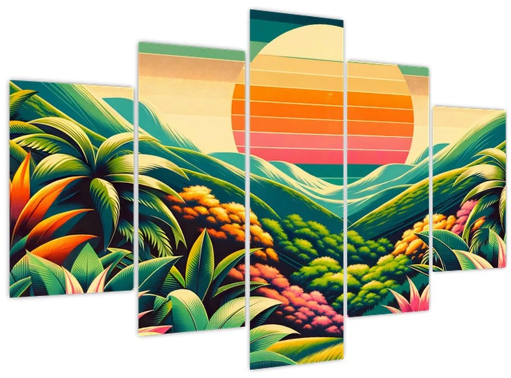 Tablou - Apus de soare multicolor (150x105 cm)