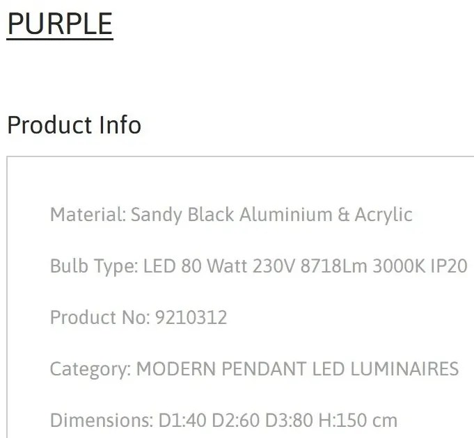 Lustra LED suspendata design circular PURPLE 3 ring neagra