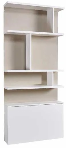 Biblioteca - Royal Bookcase (100 cm) (Culoare biblioteca Royal: Alb Lucios + Corpuri albe mat)