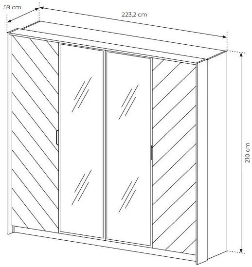 Dulap de haine Versaccio 220 (Stejar scandi + Negru). 1071402