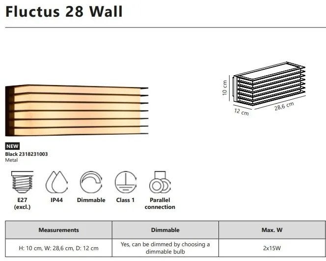 Aplica de perete exterior IP44 design modern Fluctus 28