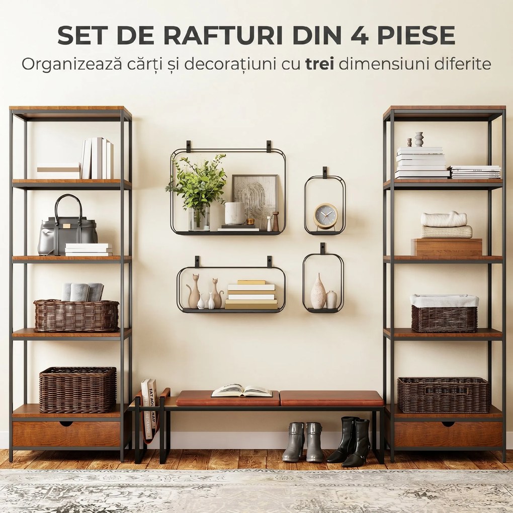 HOMCOM rafturi suspendate perete, rafturi decorative moderne | Aosom Romania