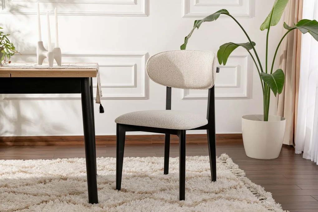 Set de scaune de sufragerie Lionte White andBlack, 2 buc.