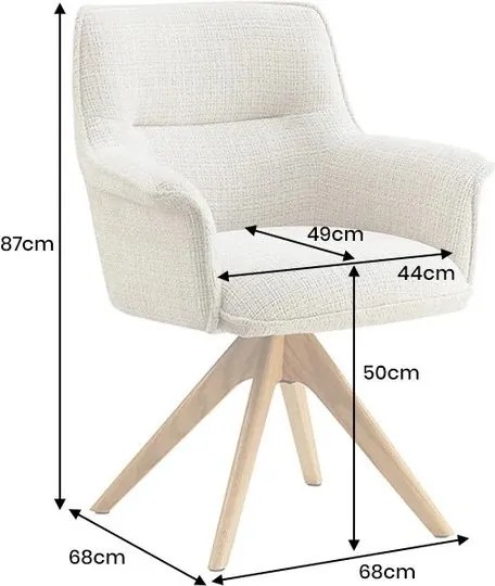 Set de 2 scaune pivotante picioare din lemn LE GRAND gri chenille