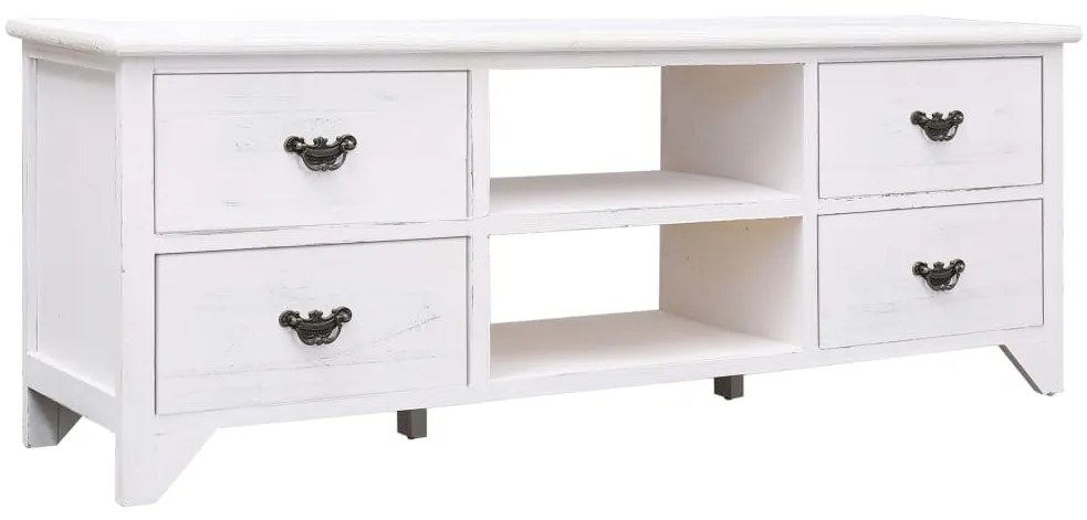 284122 vidaXL Comodă TV, alb antichizat, 115 x 30 x 40 cm, lemn