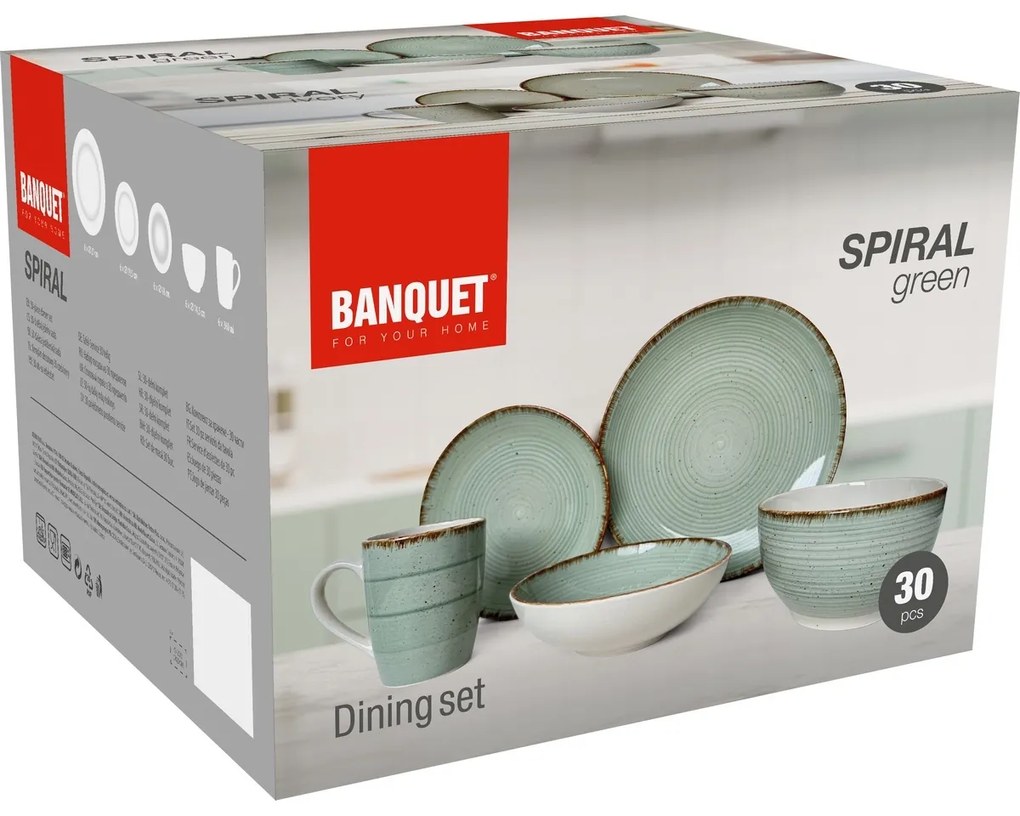 Banquet Set de tacâmuri Spiral Green, 30 bucăți