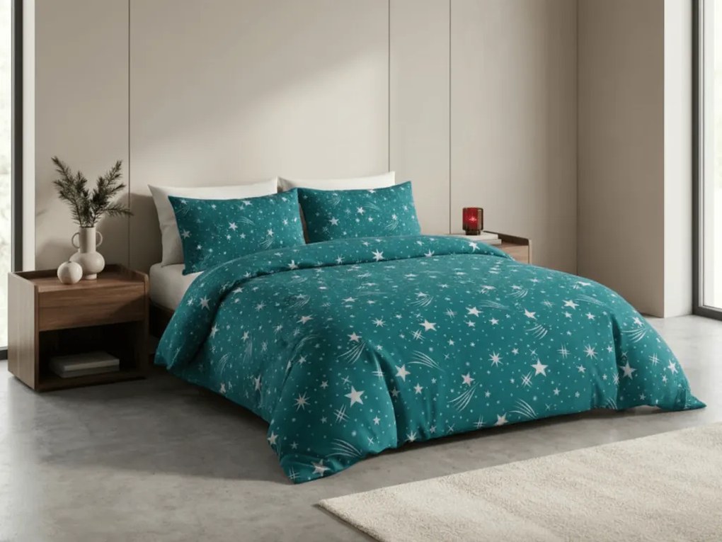 Lenjerie de pat din flanel NIGHT SKY turcoaz Dimensiune lenjerie de pat: 70 x 90 cm | 140 x 200 cm