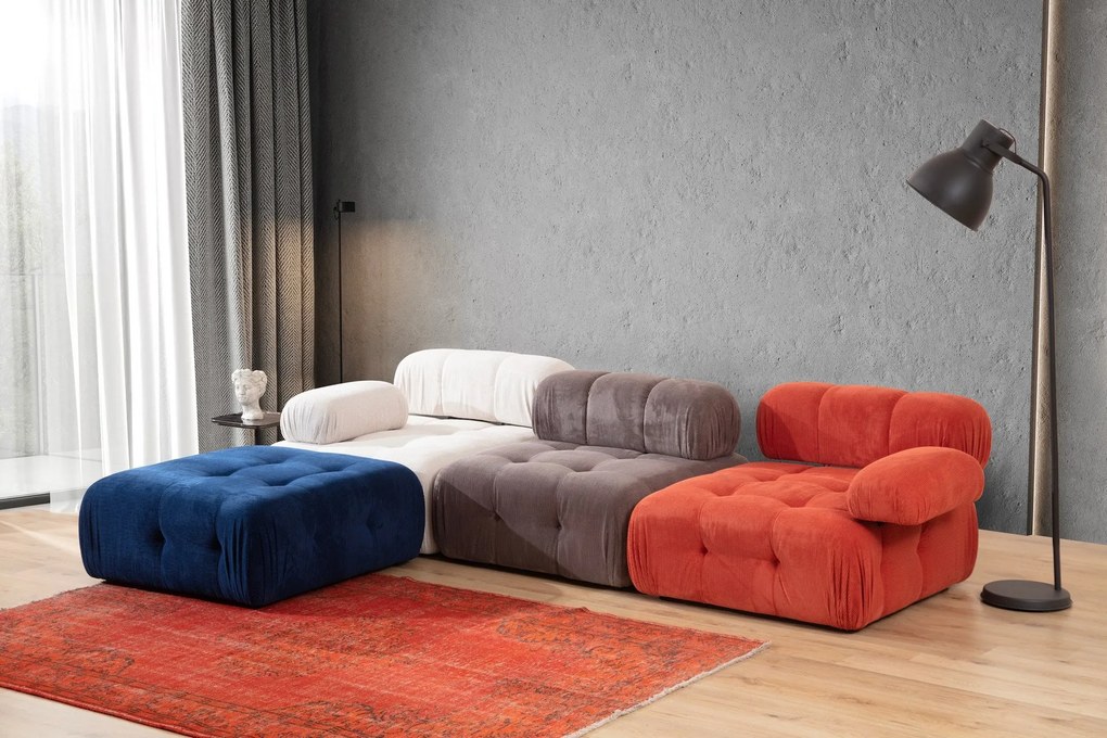 Canapea de colț Doblo 3 Seater with Pouffe ( L1-O1-1R-Pouffe) - Multic