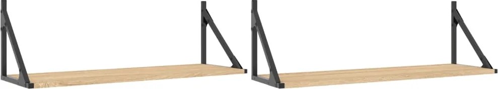 vidaXL Rafturi de perete 2 buc. Stejar Sonoma 80x25x25,5 cm Lemn stratificat