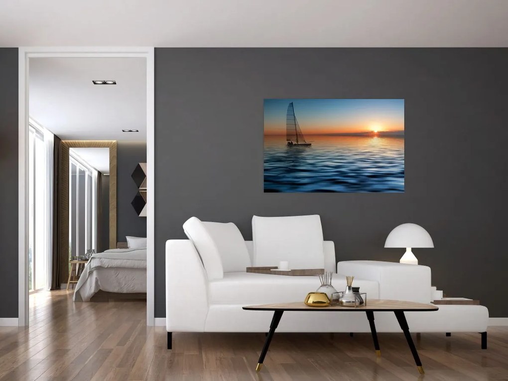 Tablou - Bărci cu vele pe mare (90x60 cm)
