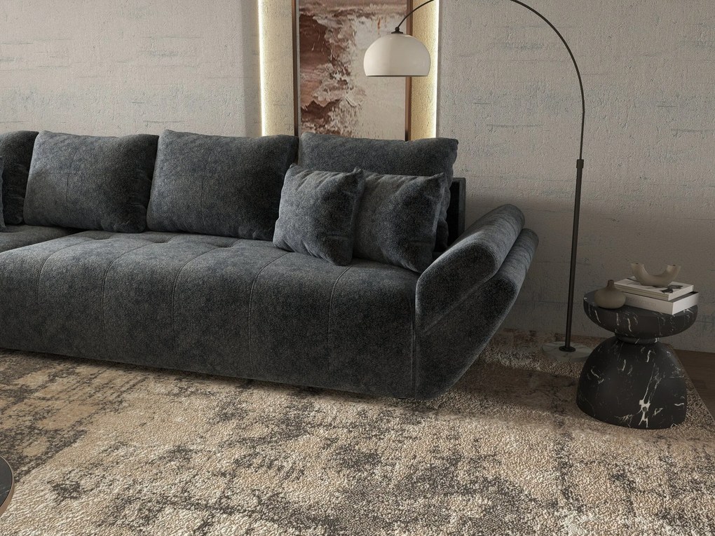 Colțar extensibil dumonde cu ladă de depozitare si sezut confortabil din spuma high-density, Berlin XL Euphoria Graphite 350x185 cm