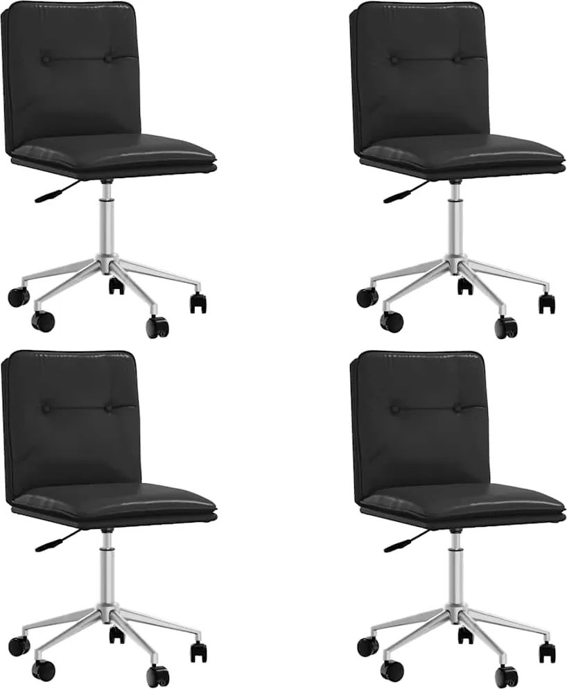 vidaXL Scaune de sufragerie, 4 buc., negru, piele ecologică