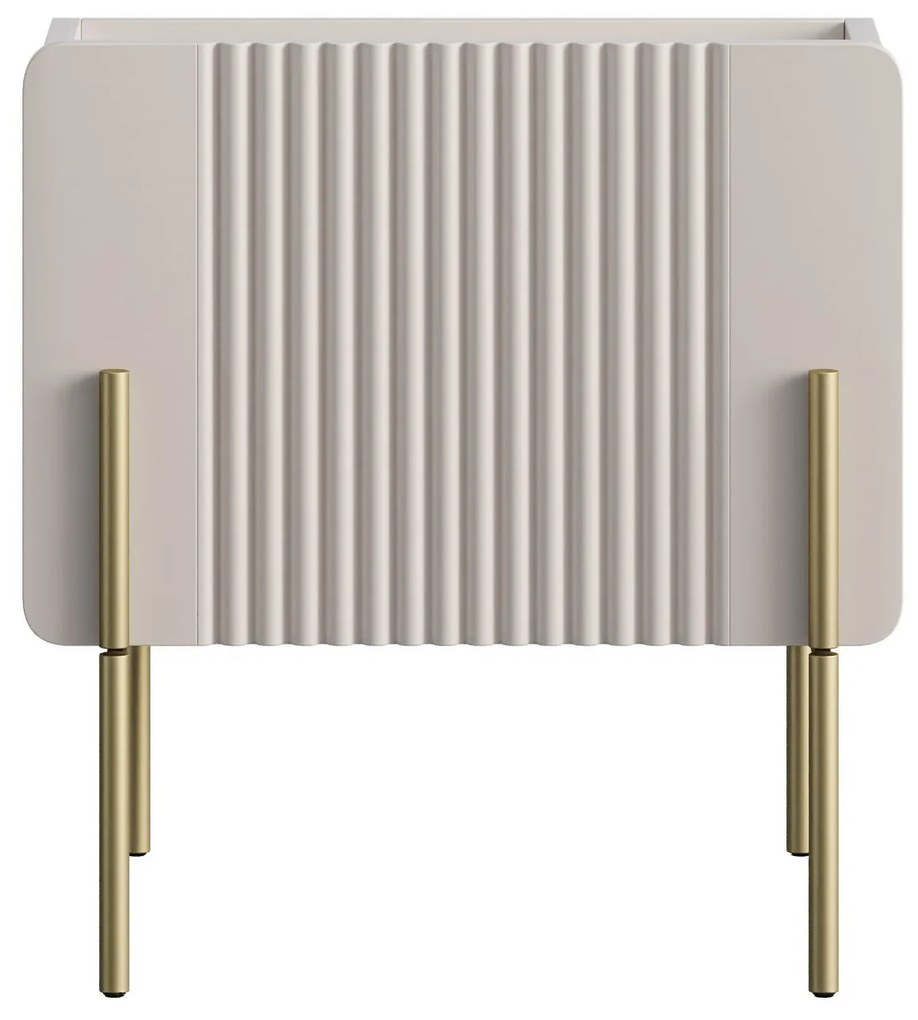 Noptieră Malmi 45 cm cu sertar - cașmir / alb crem / picioare auriu