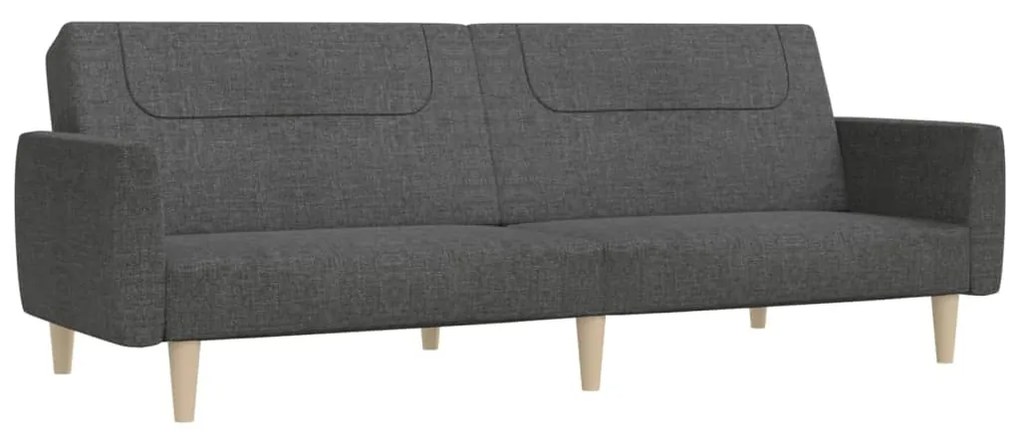 337404 vidaXL Canapea extensibilă cu 2 locuri, gri închis, textil
