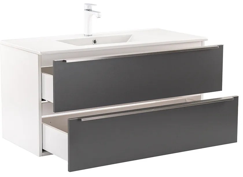 Dulap inferior Vario Trim 100 cu lavoar alb-antracit