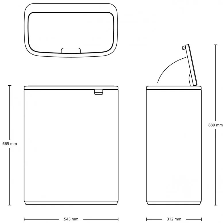 Cos pentru gunoi Brabantia Bo Touch 1001276, 60 L, Deschidere lina si silentioasa, Deschidere mare, Bronz