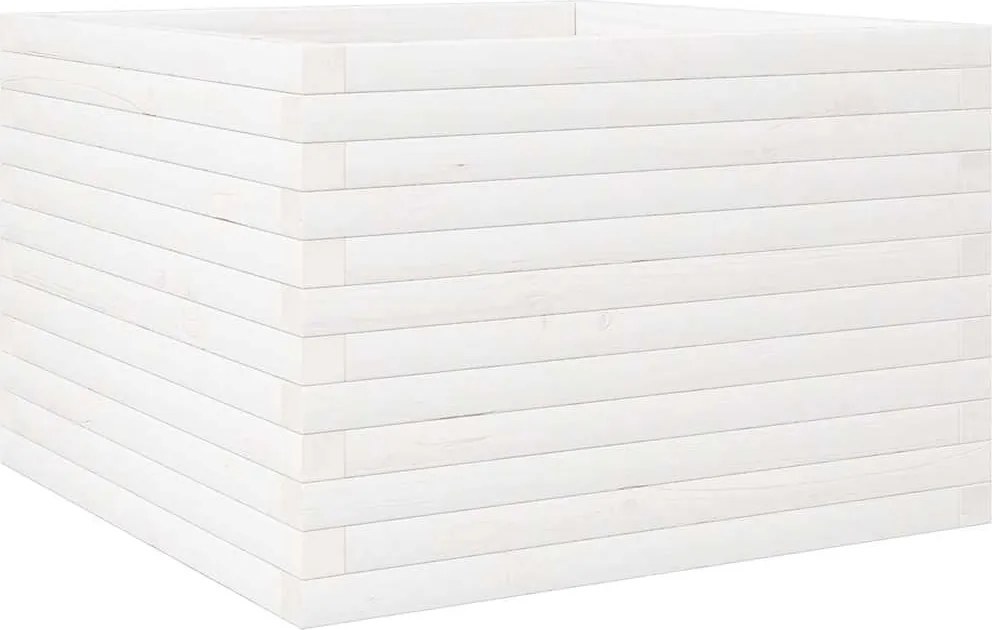 vidaXL Jardinieră de grădină, alb, 70x70x46 cm, lemn masiv de pin