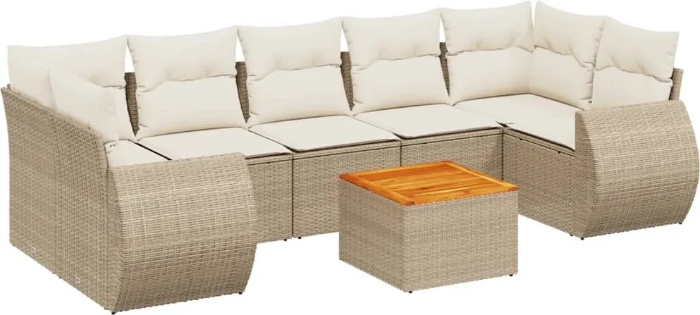 vidaXL Set canapele de grădină, 8 piese, cu perne, bej, poliratan