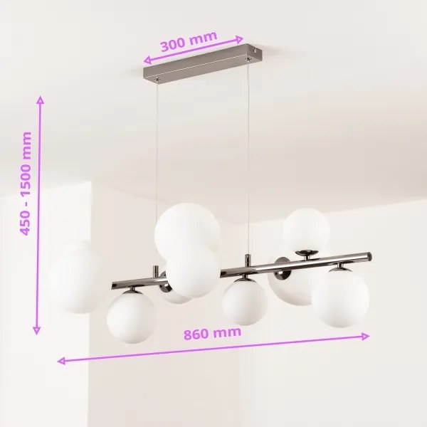 Brilagi - Lustră LED suspendată pe cablu MILLA 10xG9/3W/230V negru-crom/alb