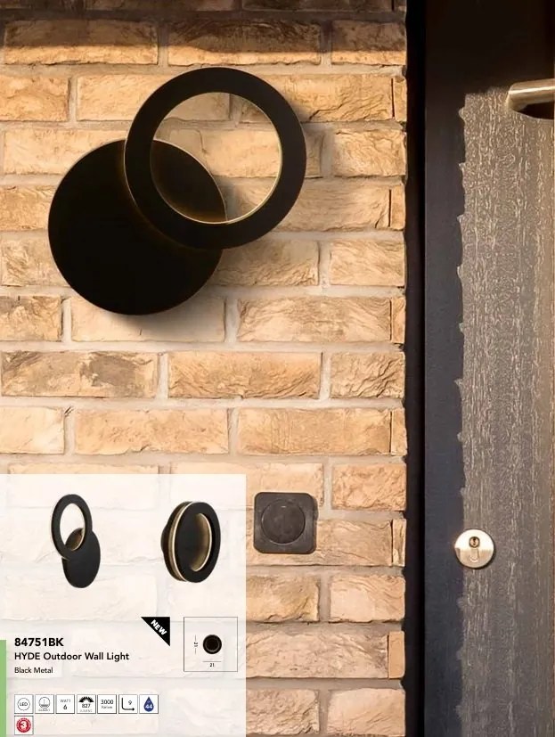 Aplica de perete exterior Hyde LED