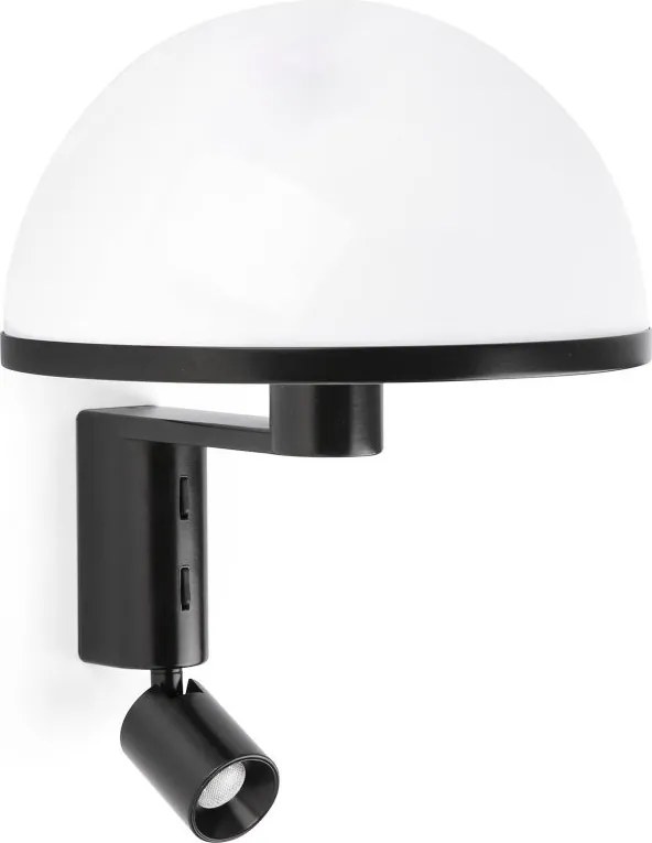 Aplica de perete neagra cu reader LED DOME