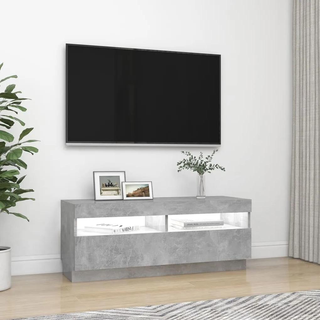 Comoda TV cu lumini LED, gri beton, 100x35x40 cm 1, Gri beton, 100 x 35 x 40 cm