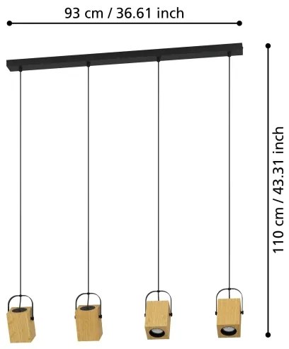 Lustră LED pe cablu AYLES 4xGU10/3W/230V Eglo 43748