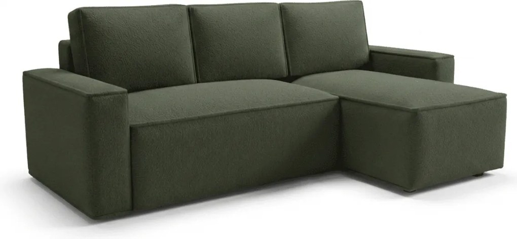 Canapea extensibila de colt SMART BOUCLE, verde inchis, reversibila, 232x143 cm