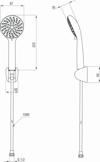 Avis para/dispersor de dus cu suport si furtun finisaj negru NGV_N41K