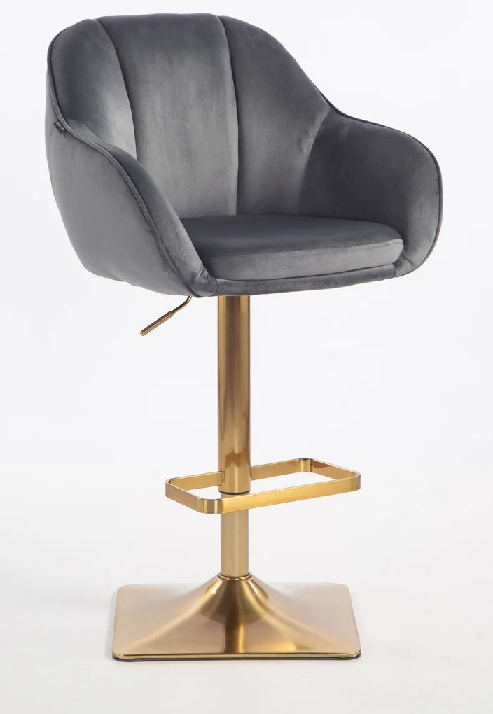 HR2055KW Scaun Grafit din Catifea cu Bază Aurie