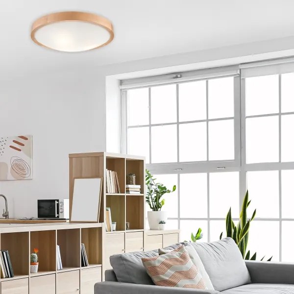 Plafonieră OAK SLIM 3×E27/60W/230V stejar ø 47 cm