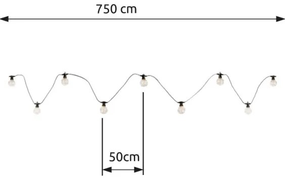 Instalație LED decorativă de exterior Globo 34090N ALMAGA 10xLED/0,27W/230V 7,5 m IP44