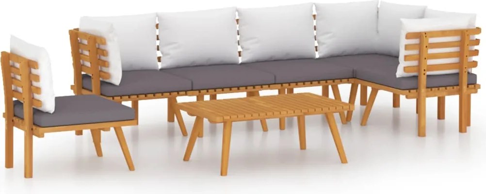 vidaXL Set mobilier de grădină cu perne, 7 piese, lemn masiv acacia