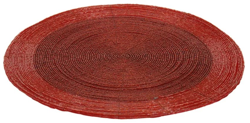Placemat Shine 35 cm, textil/sticla, rosu