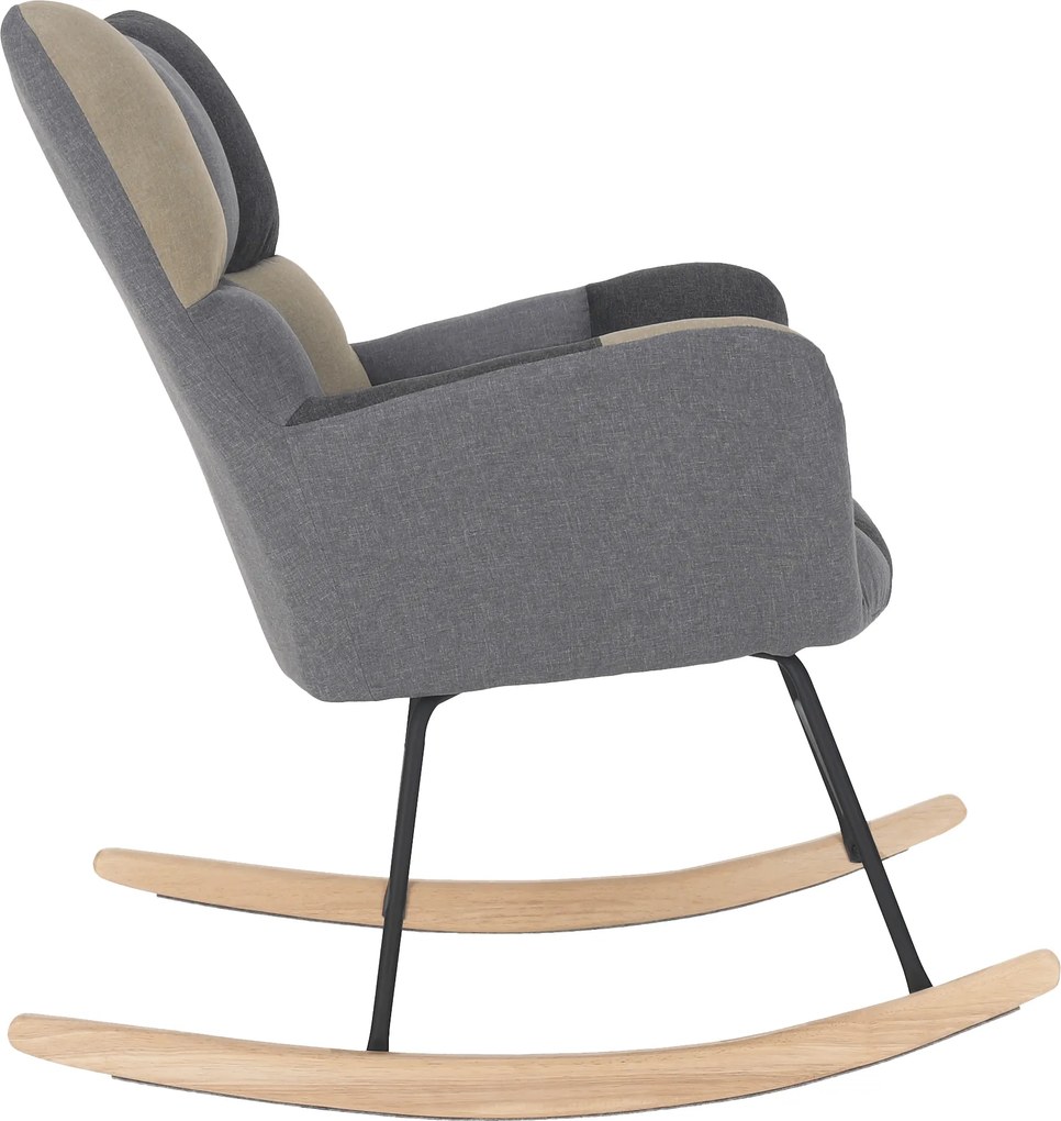 Scaun balansoar design, patchwork/gri/bej, KEMARO