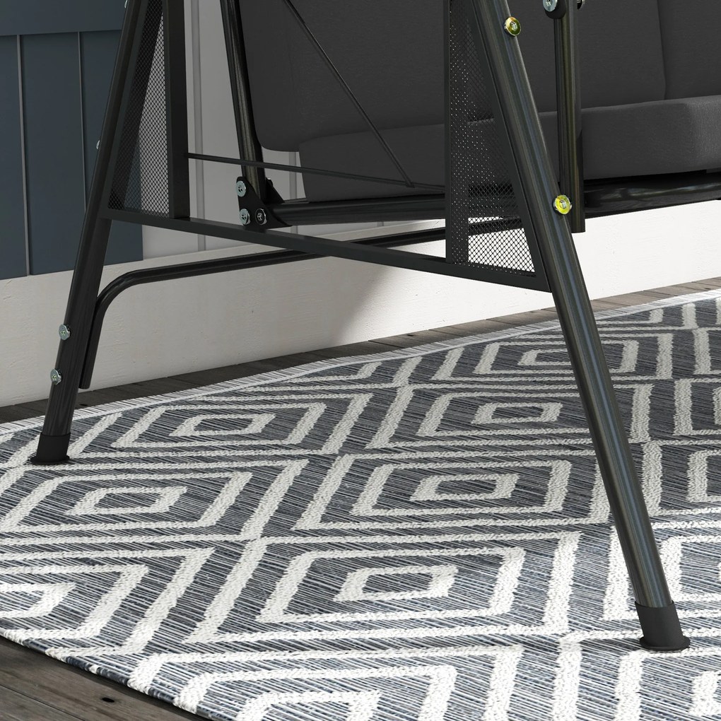 Outsunny Balansoar de grădină 3 locuri, confort sporit, acoperiș reglabil, 2 tăvi laterale, perne, oțel/poliester | Aosom Romania