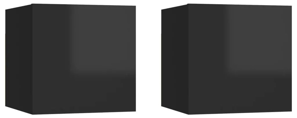 3079728 vidaXL Noptiere, 2 buc., negru extralucios, 30,5x30x30 cm, PAL