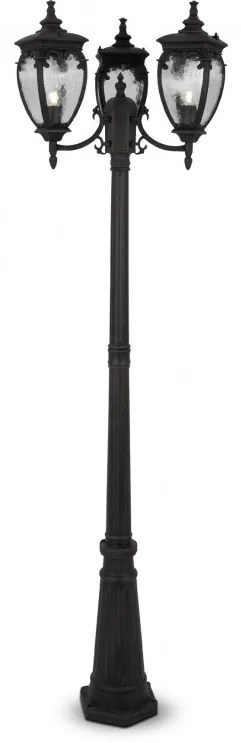 Stalp de exterior cu 3 brate protectie IP44, Fleur H-239cm, bronz antic