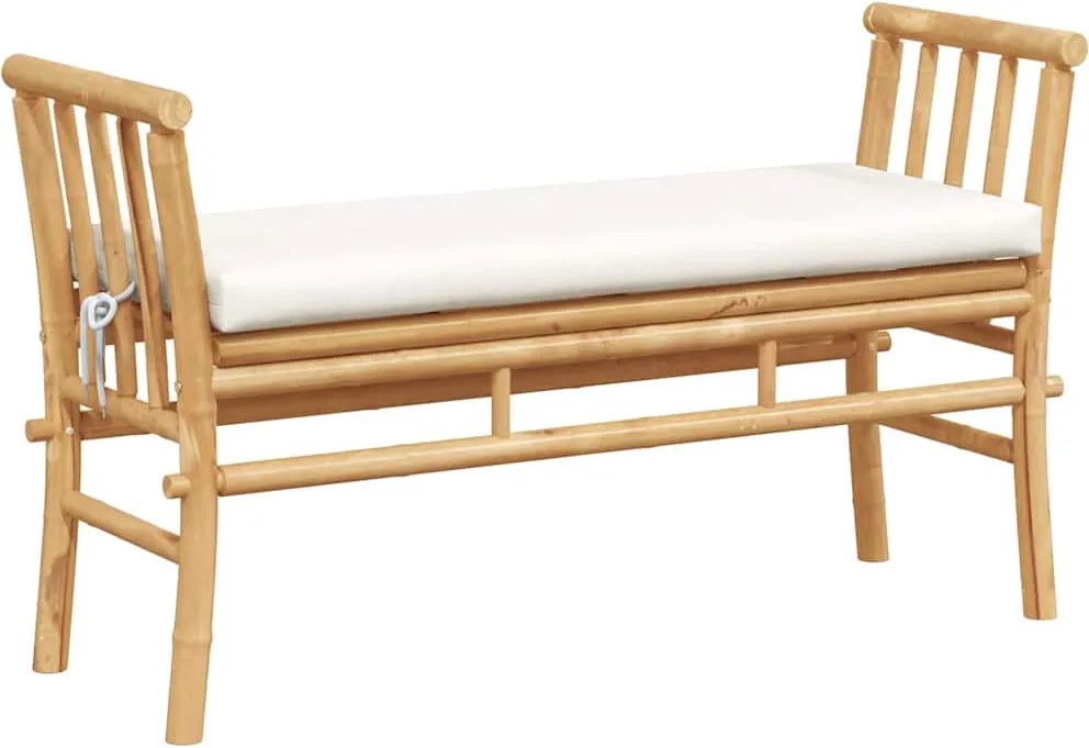 vidaXL Bancă de grădină cu pernă Maro 110 x 38 x 65cm Bambus