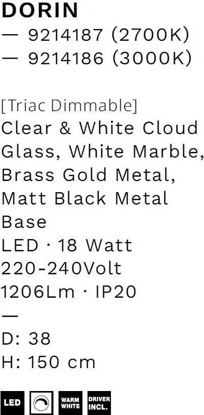 Lustra decorativa cu 3 pendule LED 3000K DORIN