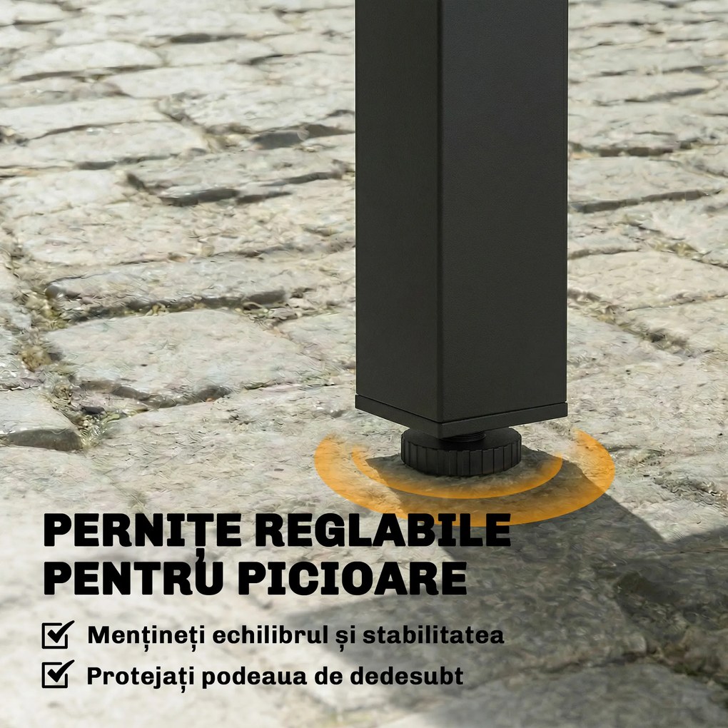 Outsunny Set Mese de Exterior cu Scaune Stivuibile, Gri | Aosom Romania