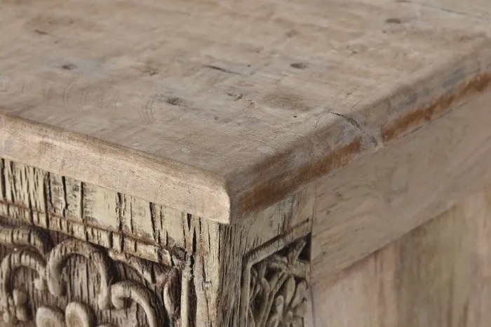 Consolă din lemn masiv de tec sculptat manual, piesa unicat, „Parthenon"