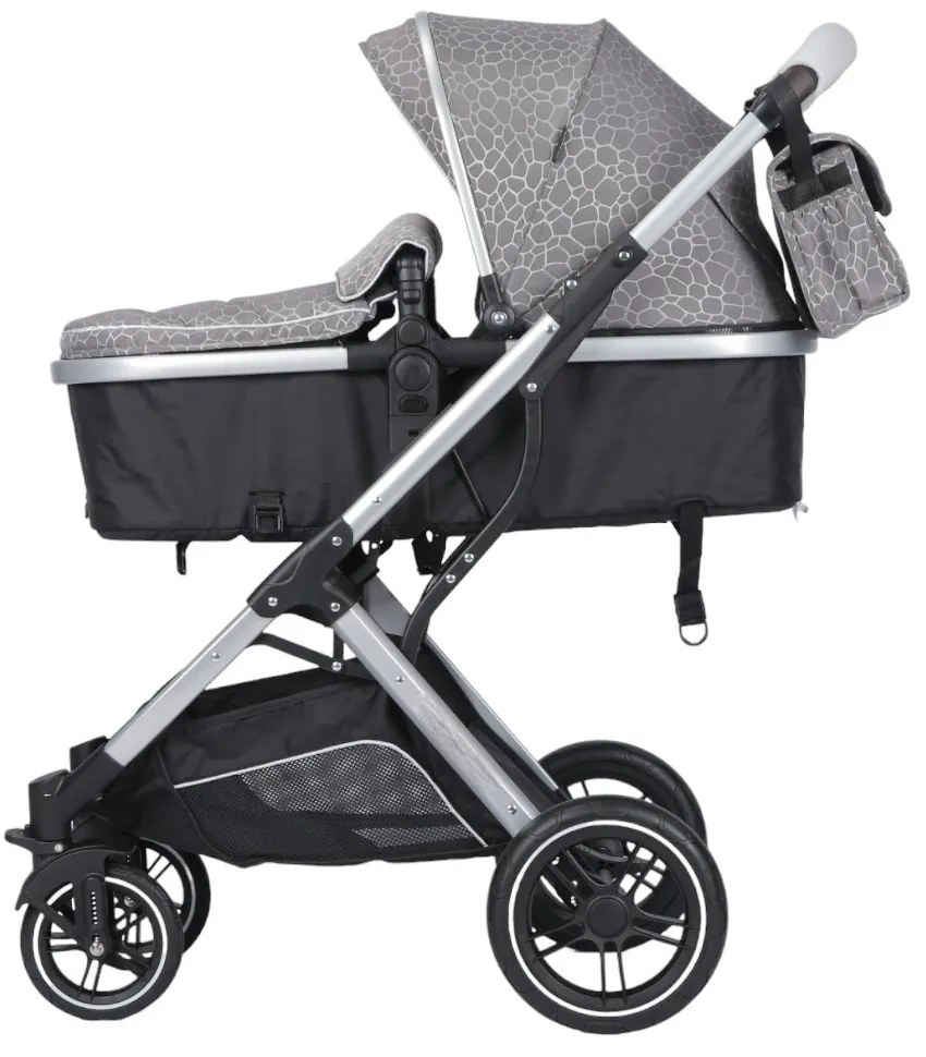 Carucior nou nascuti 3 in 1 NOVOKIDS™ H3100 series, Cu geanta bebe, Cadru Aluminiu, Amortizoare, Roti din cauciuc plin AVE, Landou, Scoica auto,