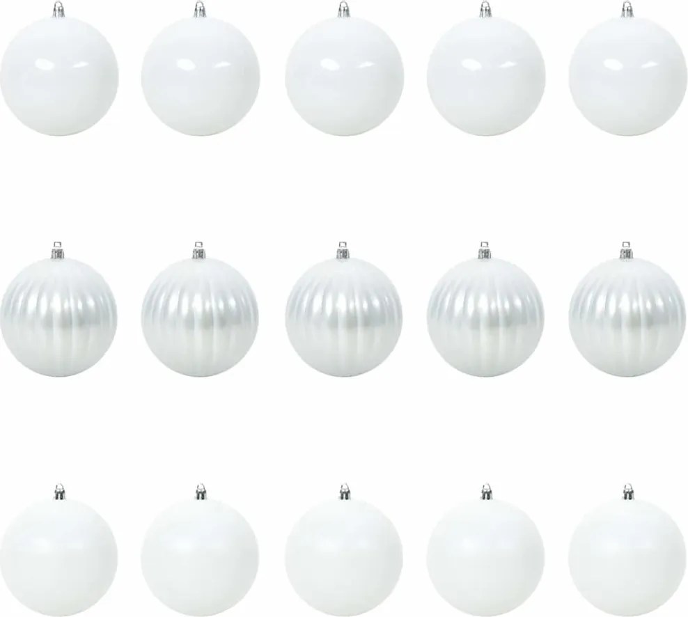 vidaXL Set de globuri de Crăciun XL 15 pcs Alb Plastic