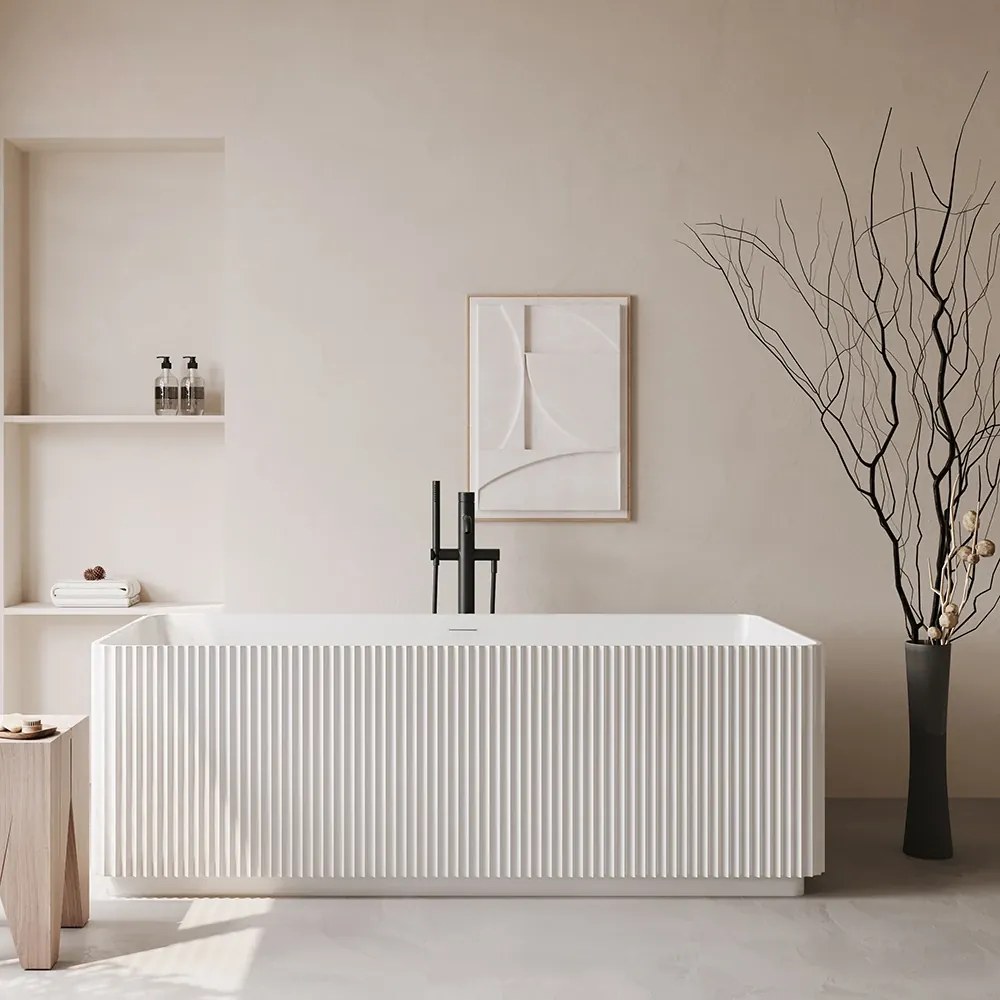 Cada acril freestanding Linea Pure, Alb, 170 cm